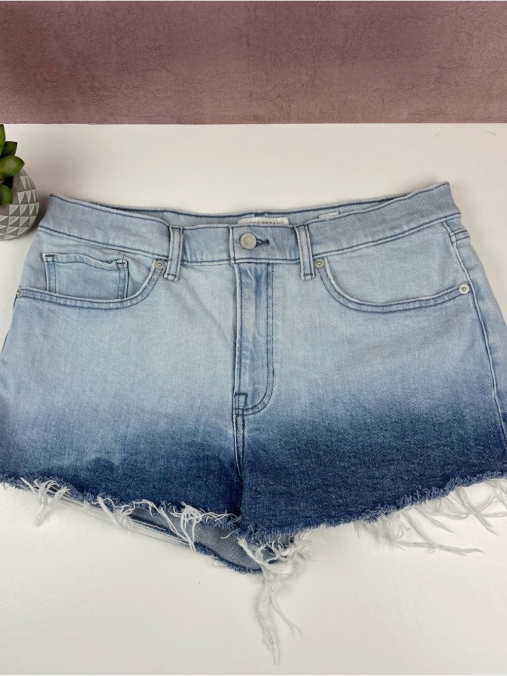Lucky Brand Blue Denim Ombre Cut Off Denim Jean Shorts Boho Women Size 12